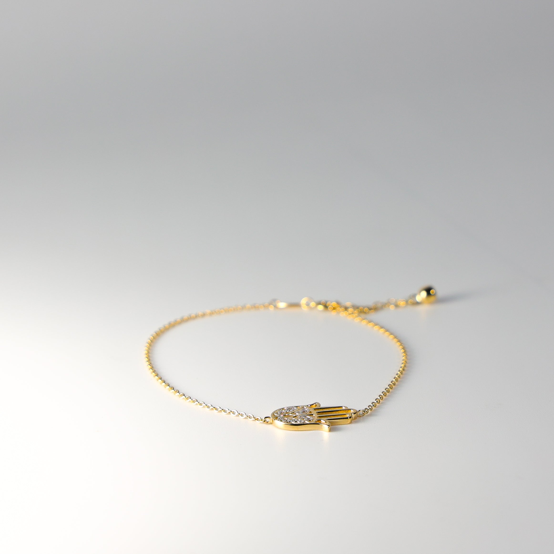 Gold Hamsa Hand Bracelet AB0675 - Elegant Protection Charm for Women | Spiritual Jewelry Gift for Birthday, Wedding & Everyday Wear