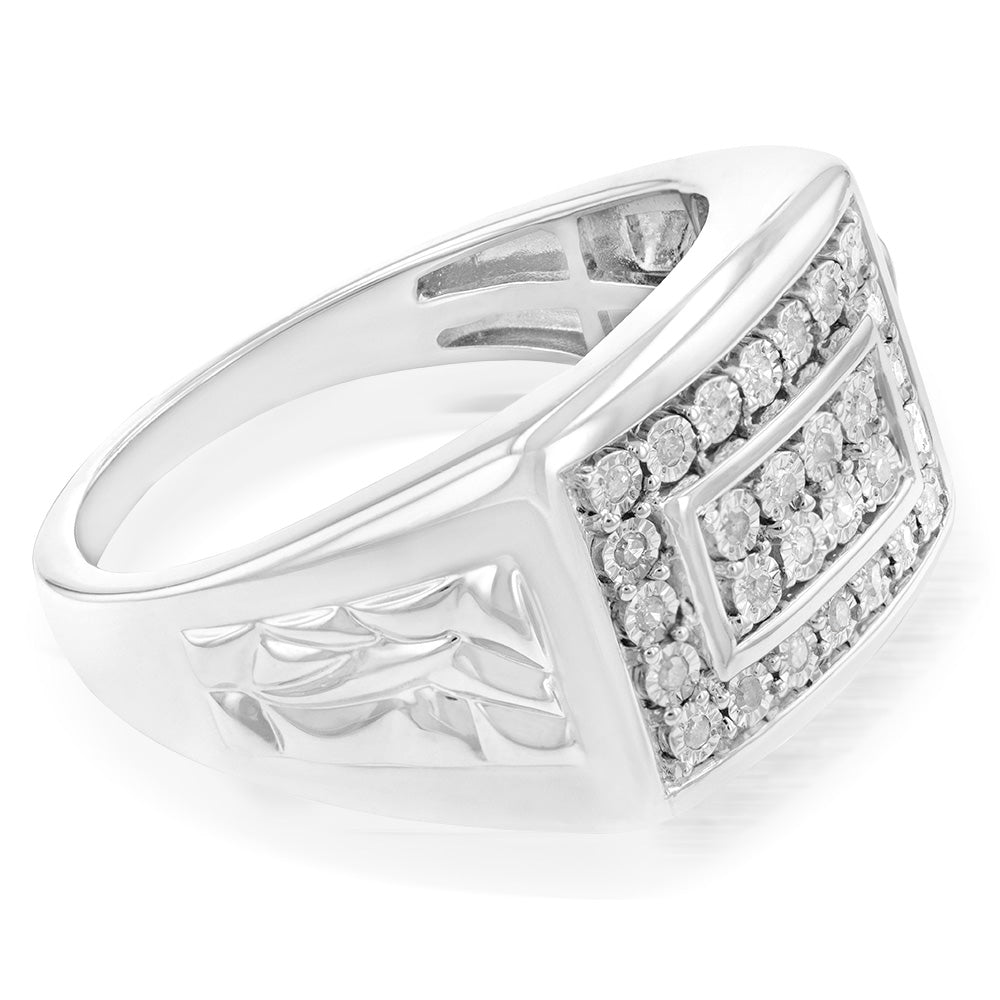 1/4 Carat Genuine Diamond Men's Sterling Silver Ring - Perfect for Weddings, Anniversaries & Special Occasions