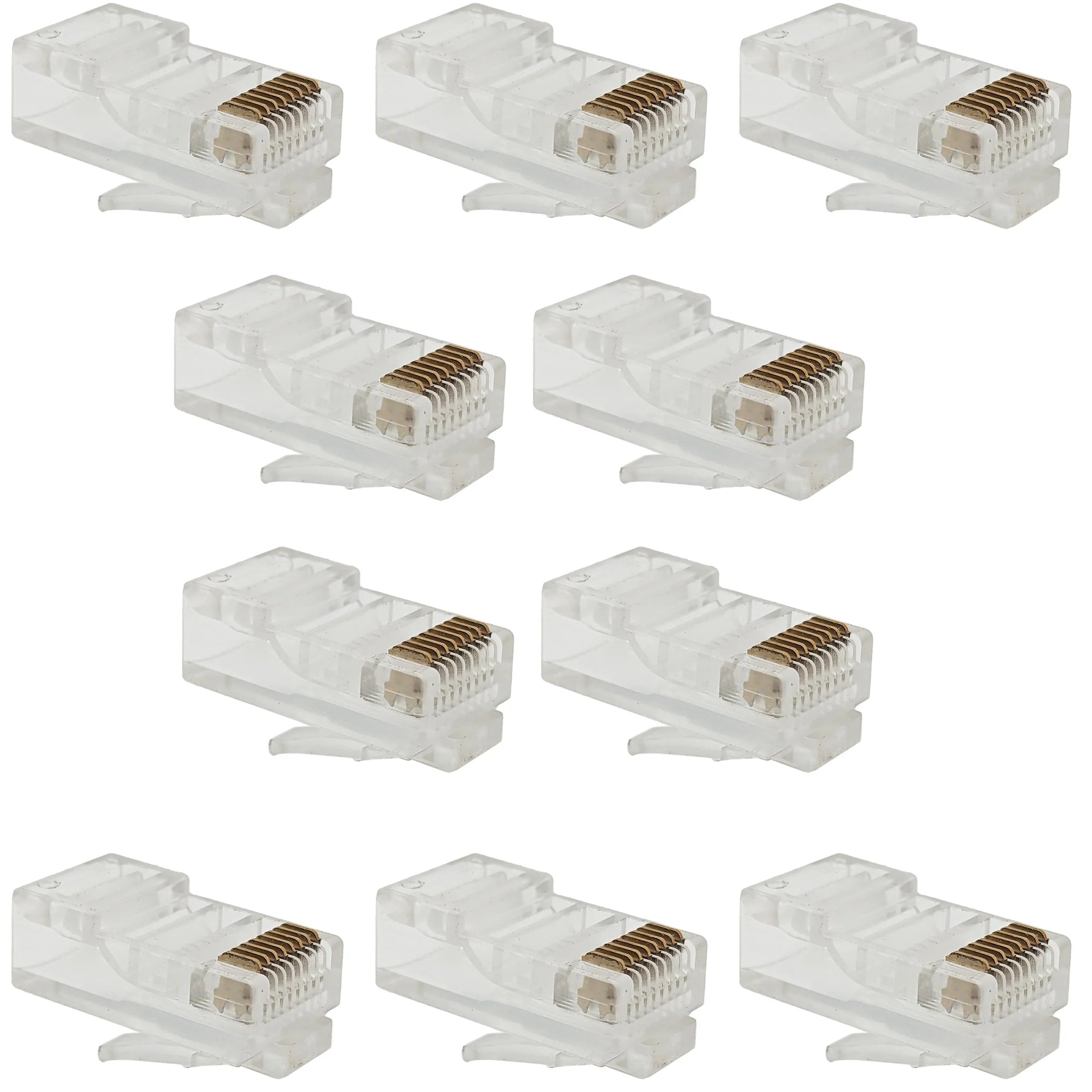 10 Pack RJ45 8P8C Modular Plugs for Ethernet Cables - UTP Stranded Connectors for Network, Gaming, and Office Setup