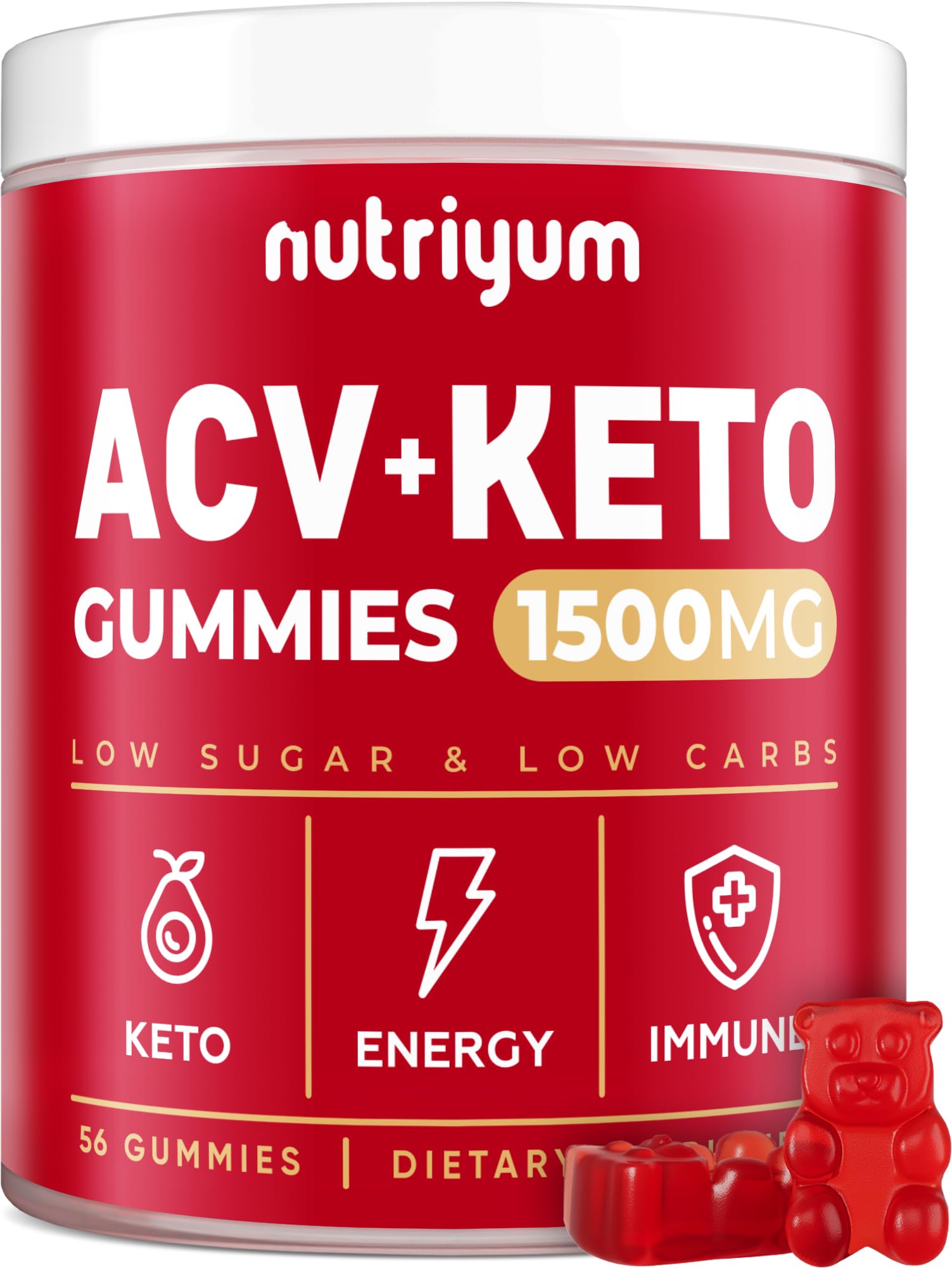 XELAR Keto ACV Gummies 1500mg - Sugar-Free Apple Cider Vinegar Gummies for Weight Loss & Digestion - Vegan, Gluten-Free, Pectin-Based Keto Supplement (58 Count) - Perfect for Ketogenic Diet & Healthy Lifestyle