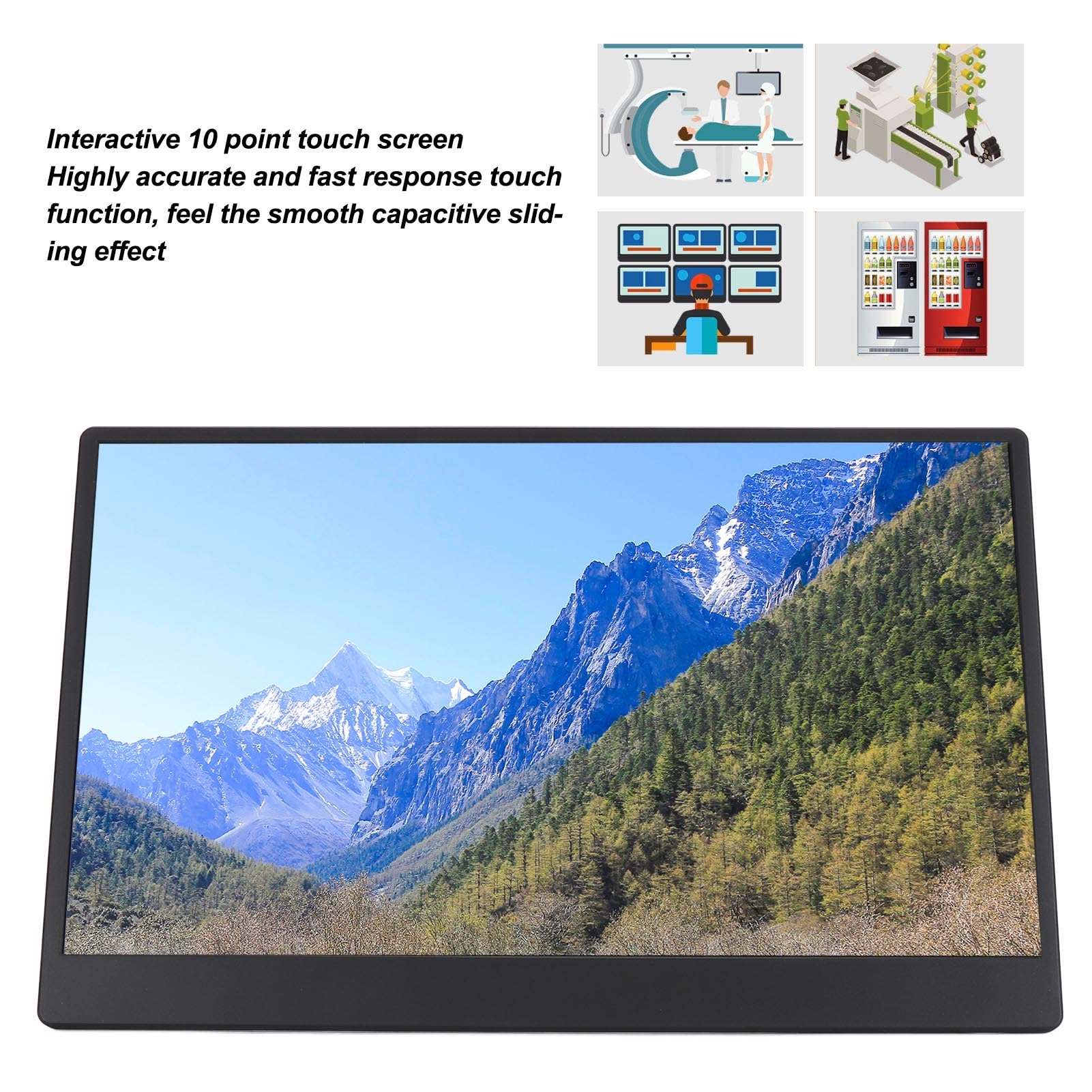 13 Inch Fockety Portable Touchscreen Monitor - Full HD 1920x1080 IPS Display, USB-C & HDMI Travel Monitor with Dual Speakers for Laptop/PC - Perfect for Business Travel, Gaming, and Home Office Use