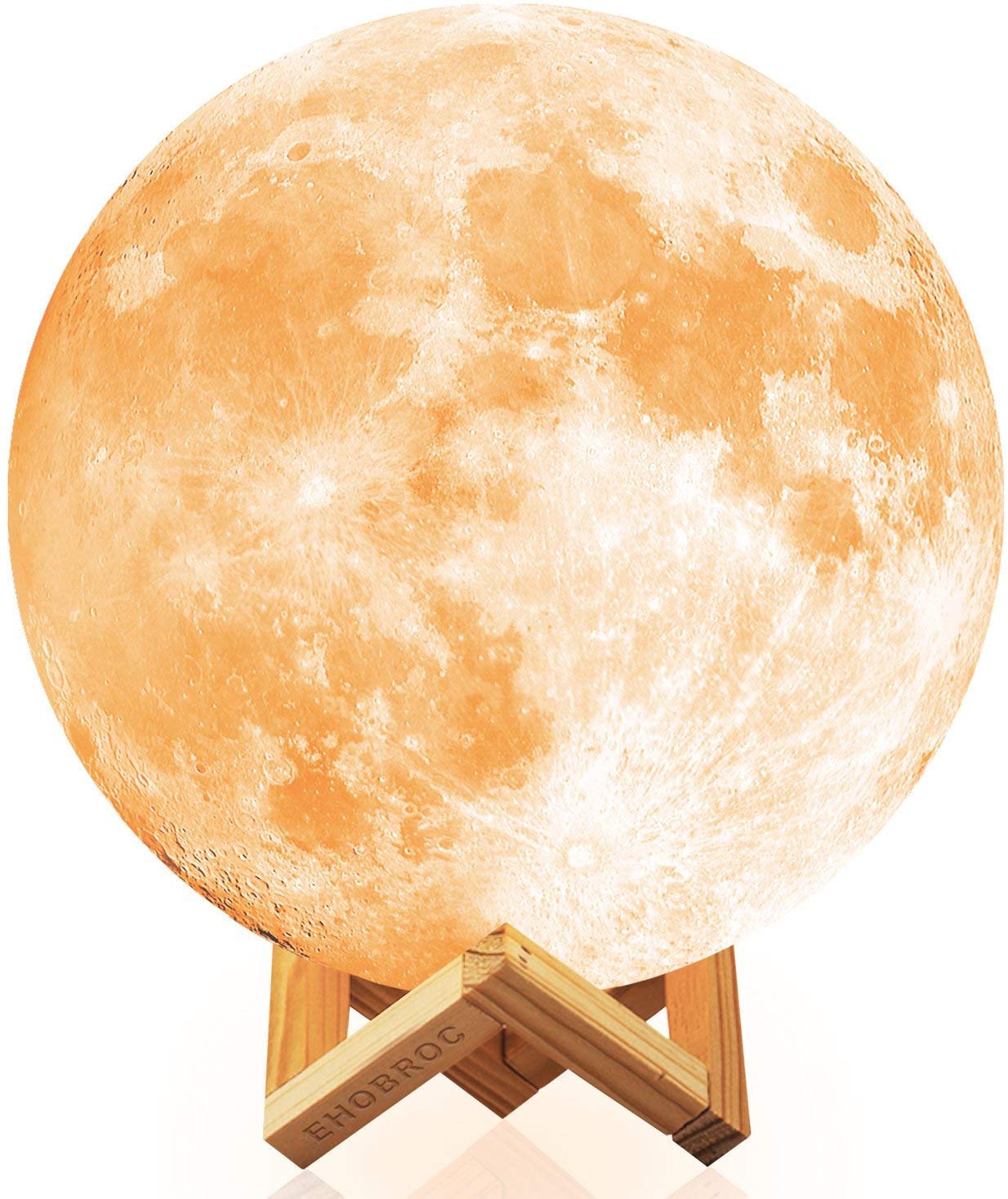 3D Moon Lamp - 7.1 Inch Rechargeable Moon Night Light with Dimmable Brightness, Touch Control & 2 Color Modes - Perfect Glowing Moon Globe Gift for Kids, Parents, Birthday, Nursery, Bedroom Decor and Romantic Ambiance Lighting