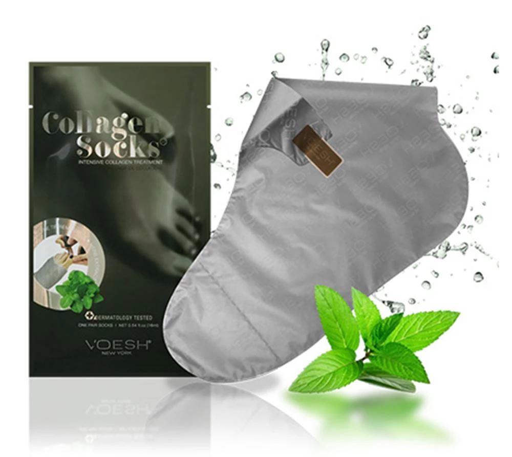 Voesh Collagen Peppermint Socks - Moisturizing & Exfoliating Foot Care for Soft Skin | Perfect for Spa, Relaxation & Self-Care at Home