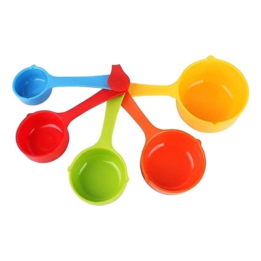 10-Piece Colorful Measuring Cups and Spoons Set - Stackable Nesting Plastic Measuring Cups for Baking, Cooking & Meal Prep - Rainbow Kitchen Measuring Tools (10 PC)