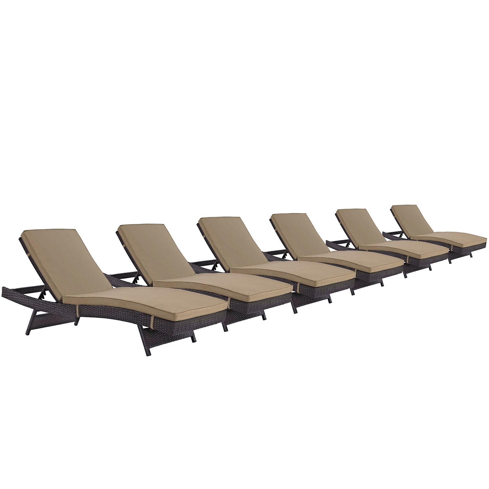 Convene Chaise Outdoor Patio Set of 6 - Waterproof Wicker Furniture for Poolside, Garden & Backyard Relaxation