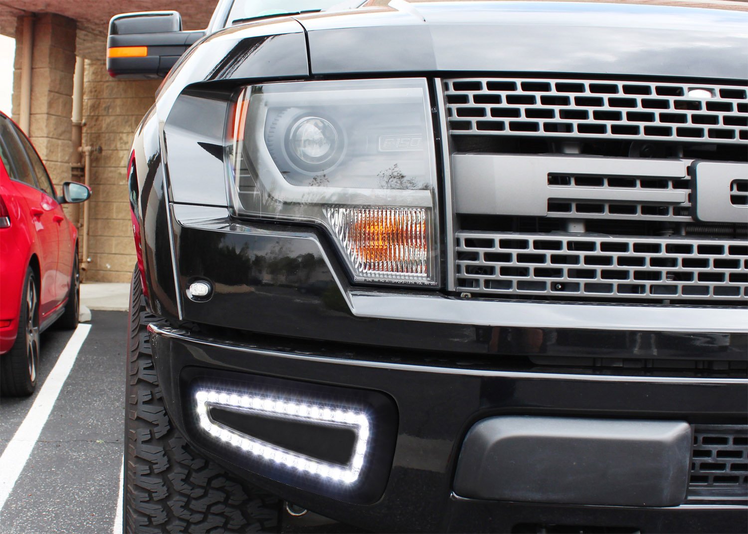 iJDMTOY White LED Daytime Running Lights for 2010-2014 Ford Raptor SVT - Direct Fit Bumper Opening with 66x 15W SMD LEDs | DRL Fog Lights for Off-Road & Daily Driving