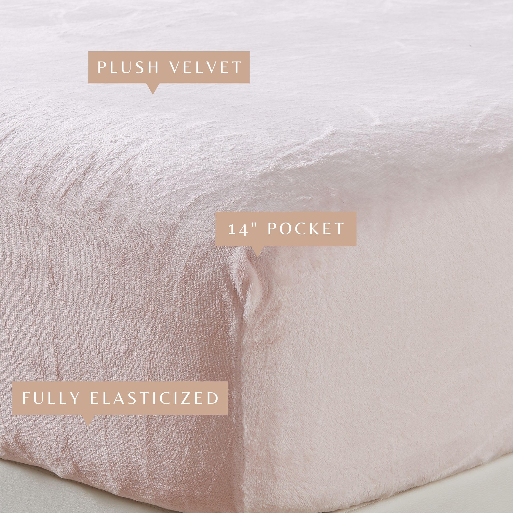 Luxury Queen Size Fitted Sheet - Ultra Soft Velvet Plush with Micro Fleece Bottom | 14