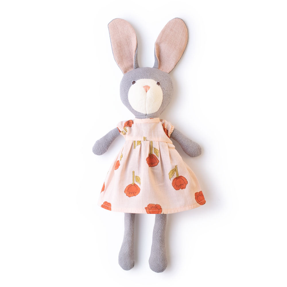 Violet Rabbit Plush Toy in Field Poppy Dress - Adorable Stuffed Animal for Kids' Bedroom Decor, Nursery Gift, and Easter Basket Filler