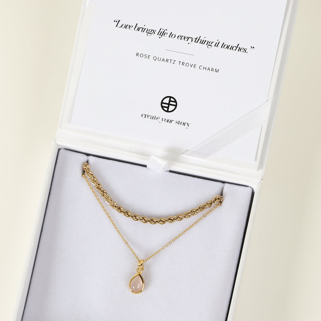 Rose Quartz Trove Charm Necklace - Healing Crystal Jewelry for Women, Dainty Pendant with 925 Sterling Silver Chain - Perfect for Meditation, Yoga & Spiritual Gifts