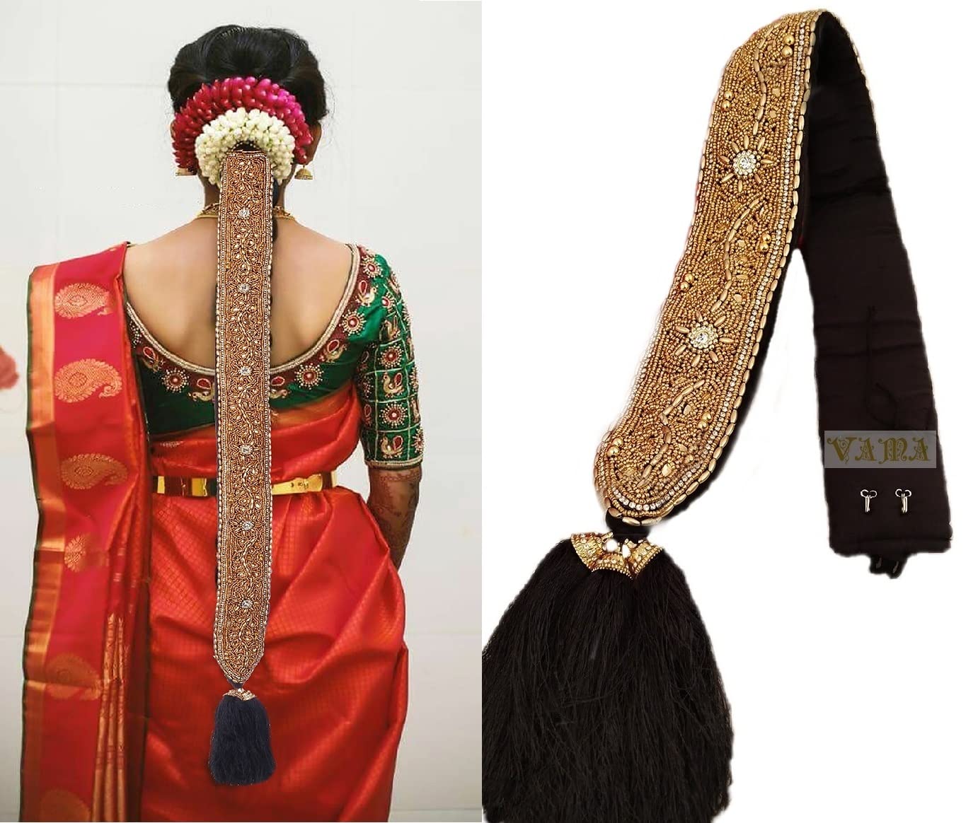 VAMA FASHIONS Aari Work Jadai Hair Jewelry for Bridal Bharatanatyam Dance