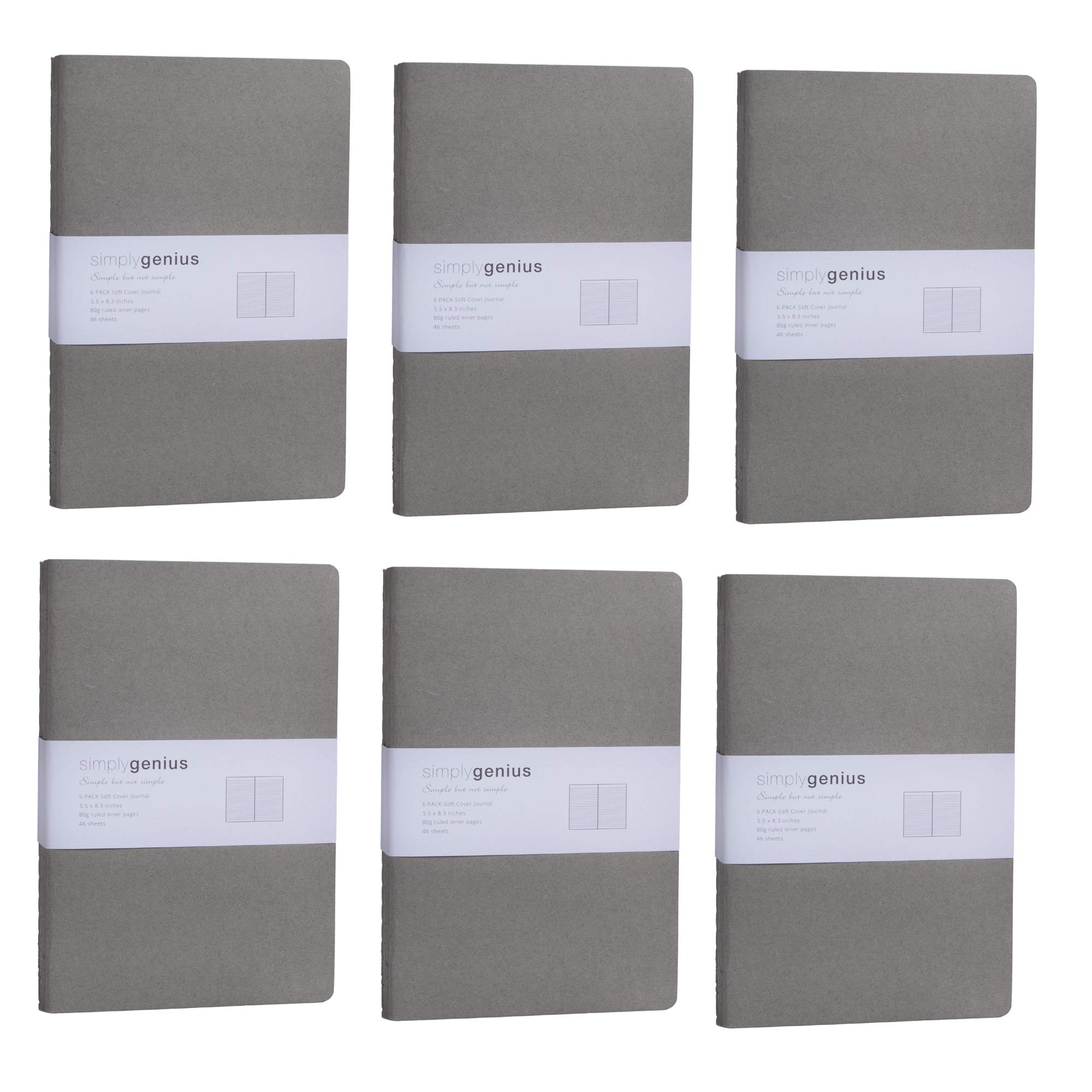 Simply Genius A5 Notebooks - 30 Pack College Ruled Soft Cover Journals for Work, Travel, Business & School | 92 Lined Pages 5.5