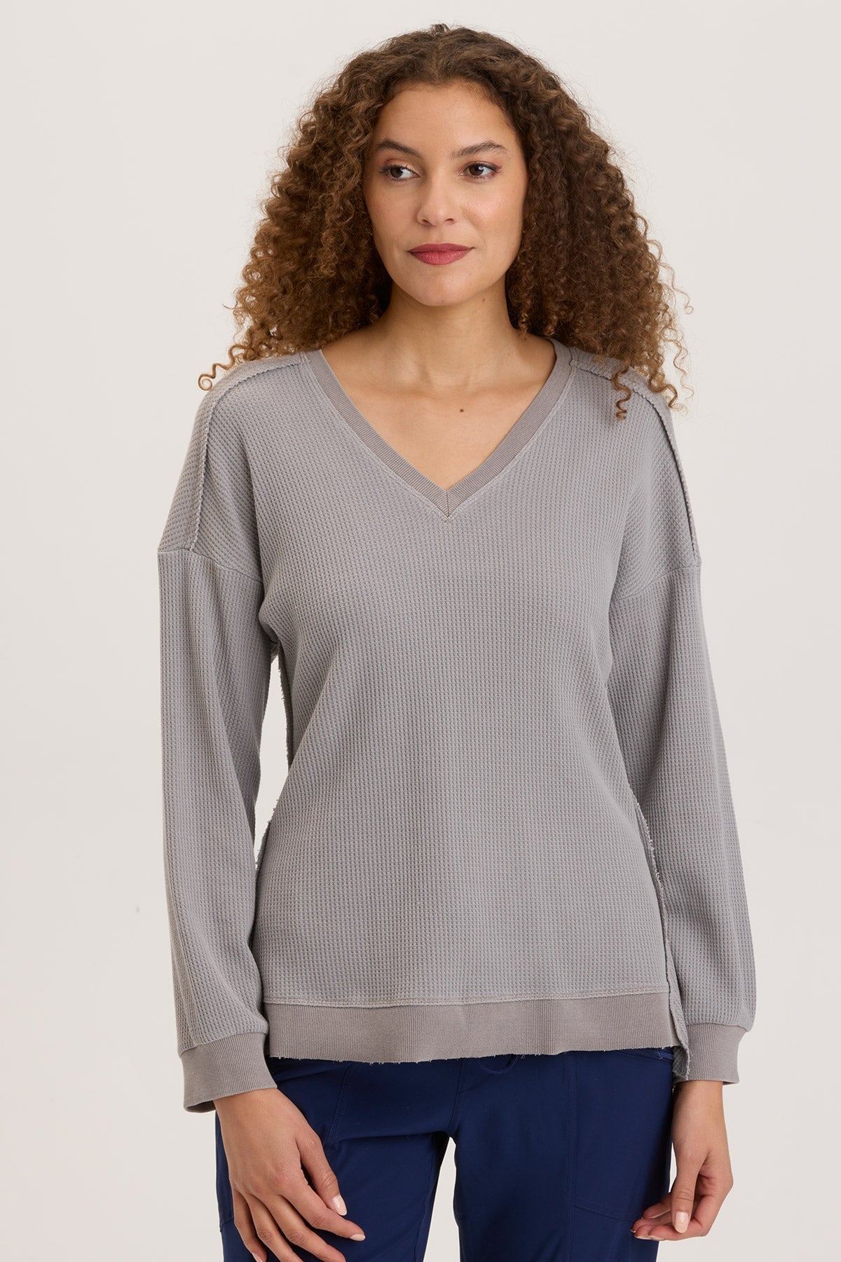 Oxley V-Neck Cotton T-Shirt for Men - Soft Grey Pigment Dye Casual Tee - Perfect for Everyday Wear, Gym & Outings