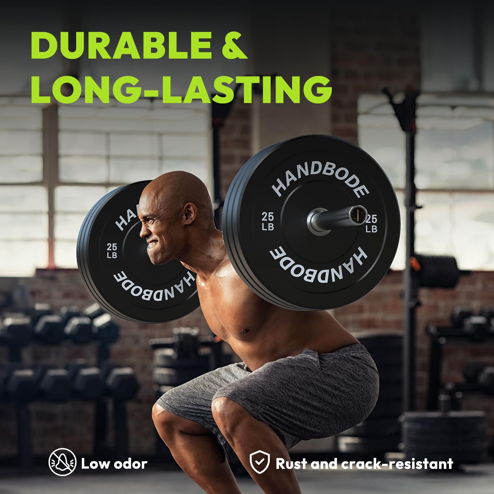 Olympic Bumper Plates Set 2-Inch - 10-55 lb Rubber Weight Plates for CrossFit, Powerlifting & Home Gym - Durable Black Barbell Weights for Strength Training & Weightlifting - Perfect for Garage Gym, Fitness Studio & Personal Training