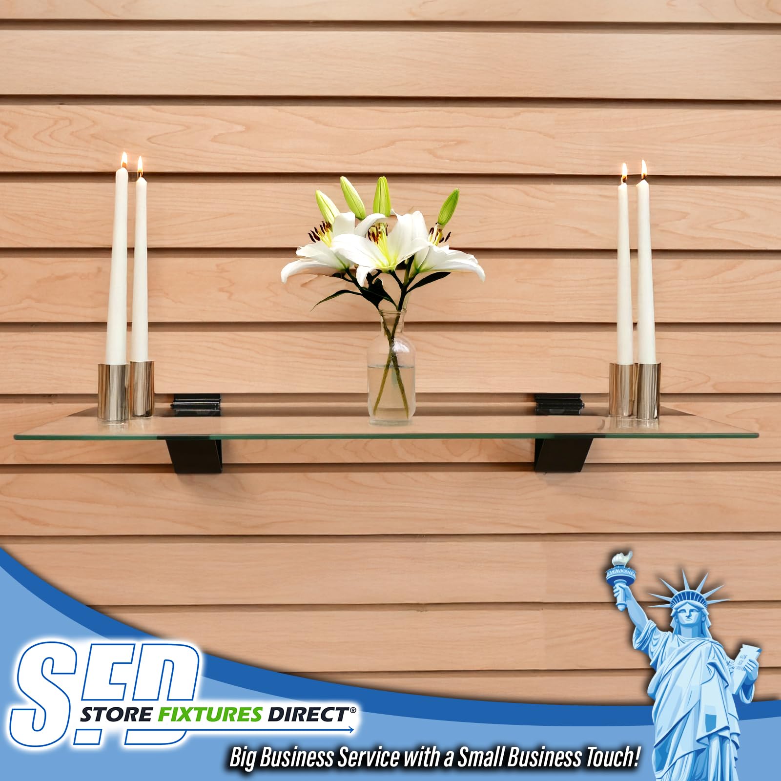 Low Profile Slatwall Glass Shelf Brackets - 20 Pack Black Metal Supports for 12