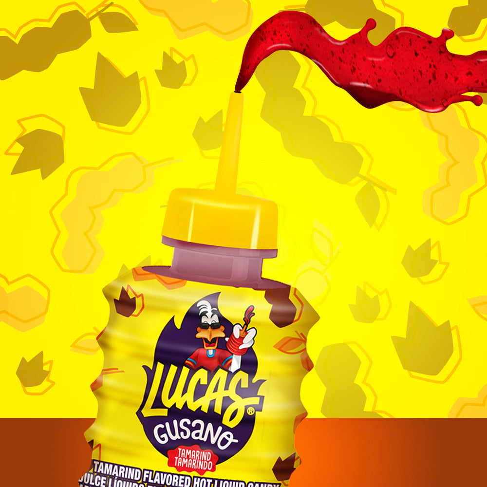 Lucas Gusano Tamarindo Candy - 10ct Box of Sour Tamarind Gummy Worms - Perfect for Parties, Snacking & Mexican Candy Lovers
