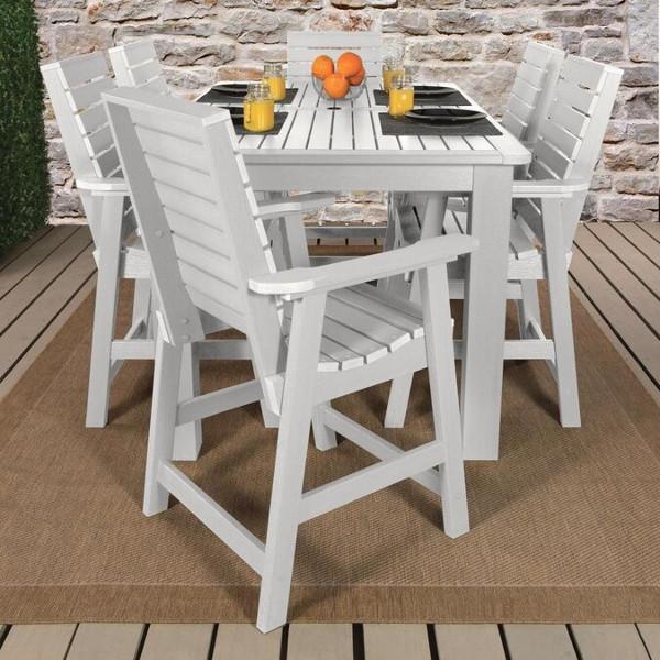 Weatherly 7-Piece Rectangular Counter Height Outdoor Dining Table and Chair Set - Patio, Garden, Backyard Furniture for Dining & Entertaining