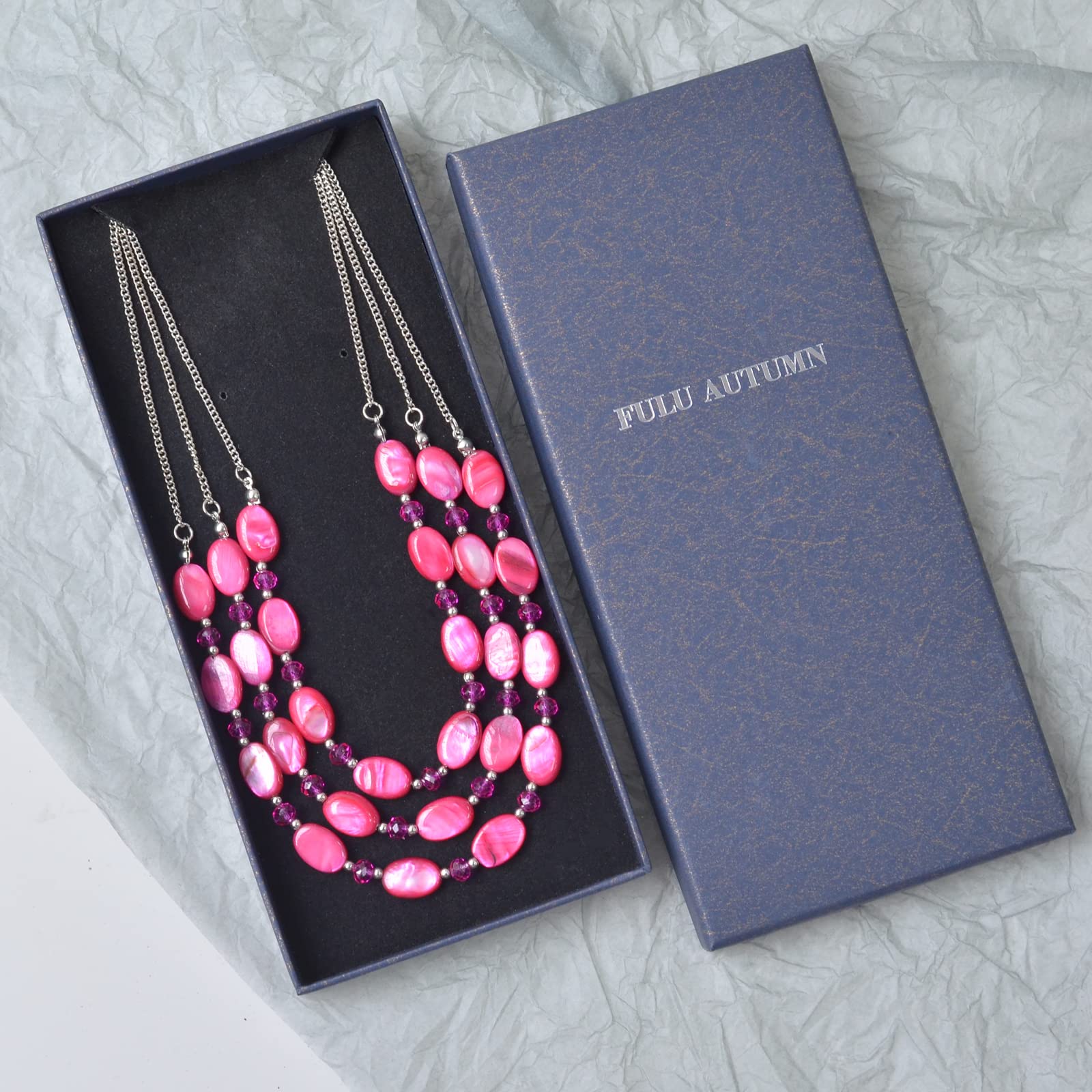 Chunky Layered Beaded Statement Necklace for Women - Multi Strand Boho Fashion Jewelry - Perfect Birthday Gift for Mom, Wife, Sister | Great for Parties, Weddings, Date Nights & Office Wear