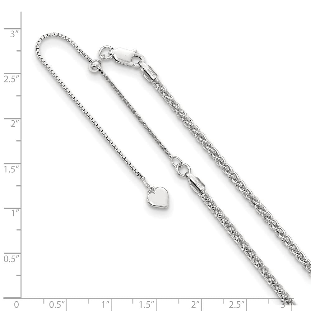 Sterling Silver Adjustable 2.5mm Wheat Chain Necklace for Women | Diamond2Deal | Elegant Layering Piece for Everyday Wear & Special Occasions