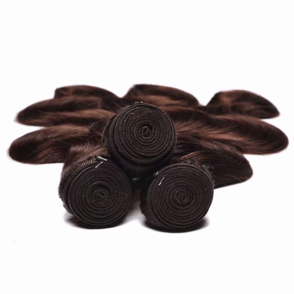 FEEL ME Brazilian Virgin Human Hair Bundles (14 16 18 Inch) - 100% Unprocessed Dark Brown Mink Hair Weft Extensions for Natural Weaving | Perfect for Salon Styling, Everyday Wear & Special Occasions