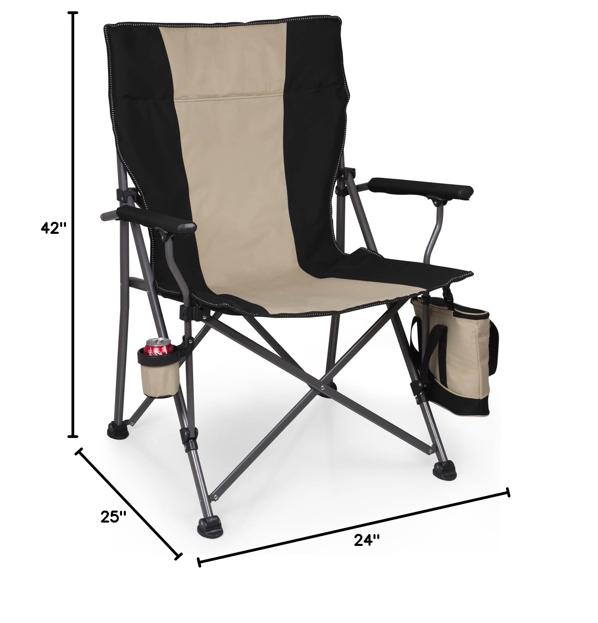 **PICNIC TIME Big Bear XXL Camping Chair with Built-in Cooler - Heavy Duty Folding Beach Chair for Outdoor, Hunting & Tailgating - Supports 500 lbs (Black)**    *Perfect for camping trips, beach outings, backyard BBQs, sports events, and outdoor adventures!*