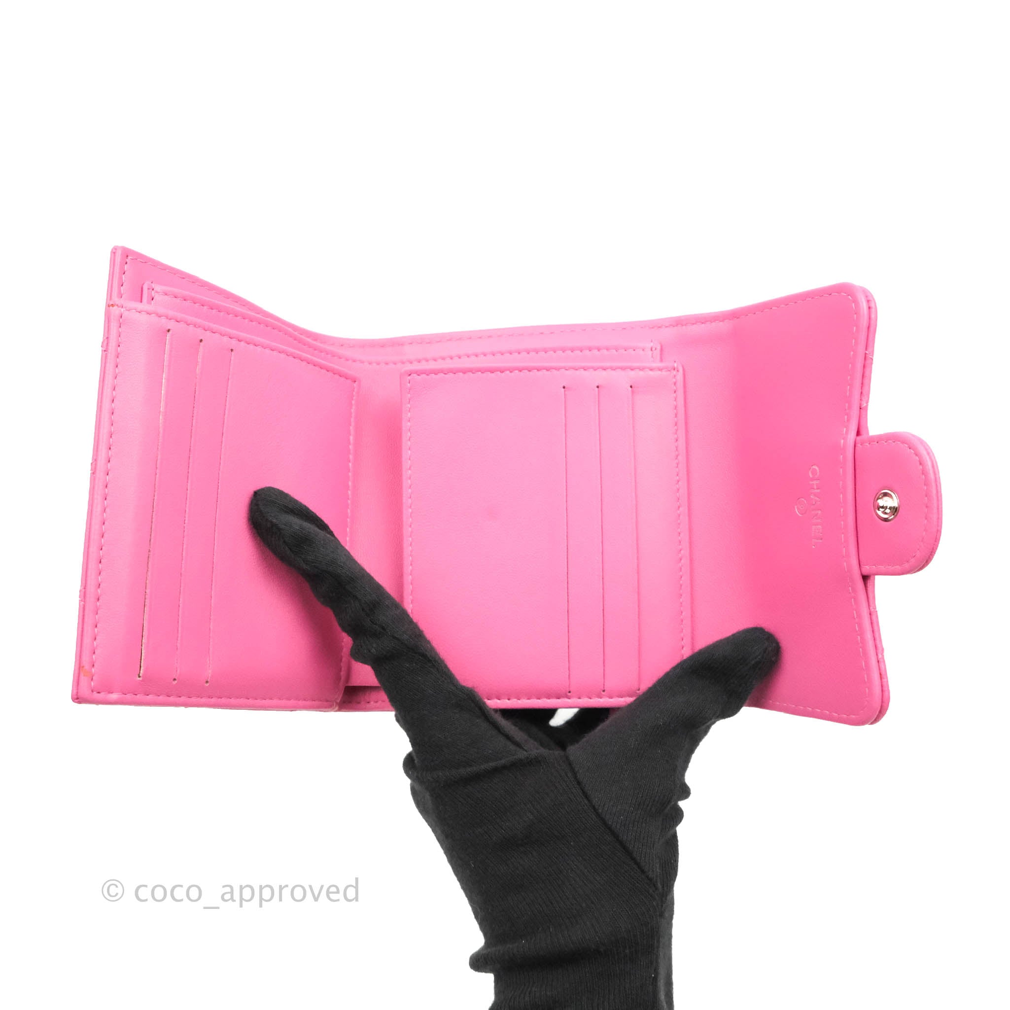 Chanel Classic Flap Wallet in Pink Lambskin Leather with Silver Hardware - Luxury Women's Wallet for Everyday Use & Special Occasions