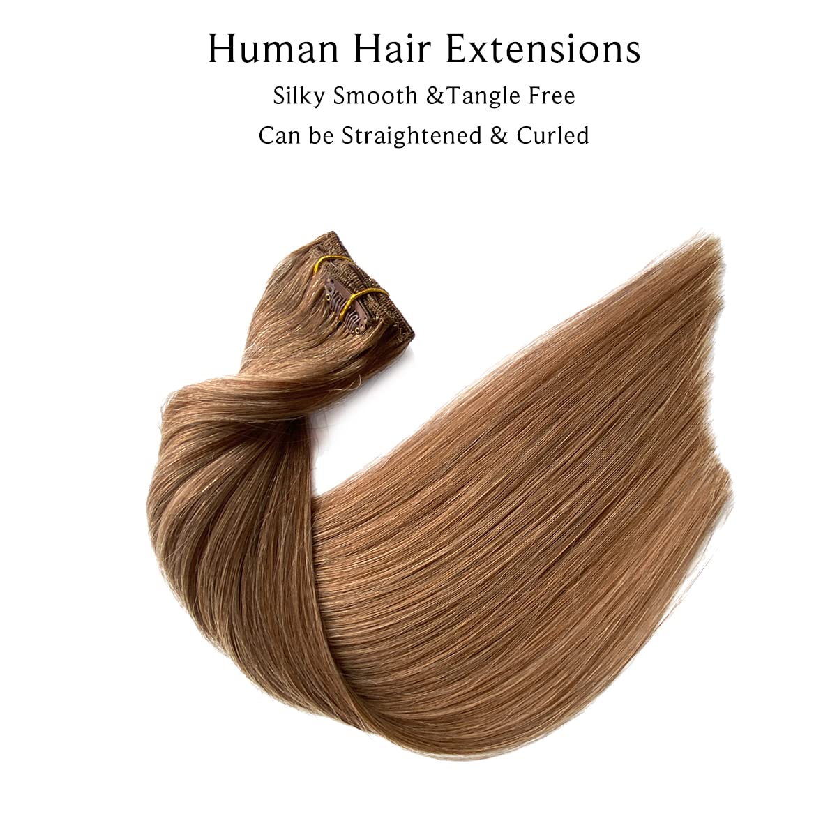 Premium 18 Inch Golden Brown Clip-In Human Hair Extensions for Women - 7 Pieces 70g Straight Double Weft Remy Hair - Natural Look for Volume & Length - Perfect for Daily Wear, Parties & Special Occasions