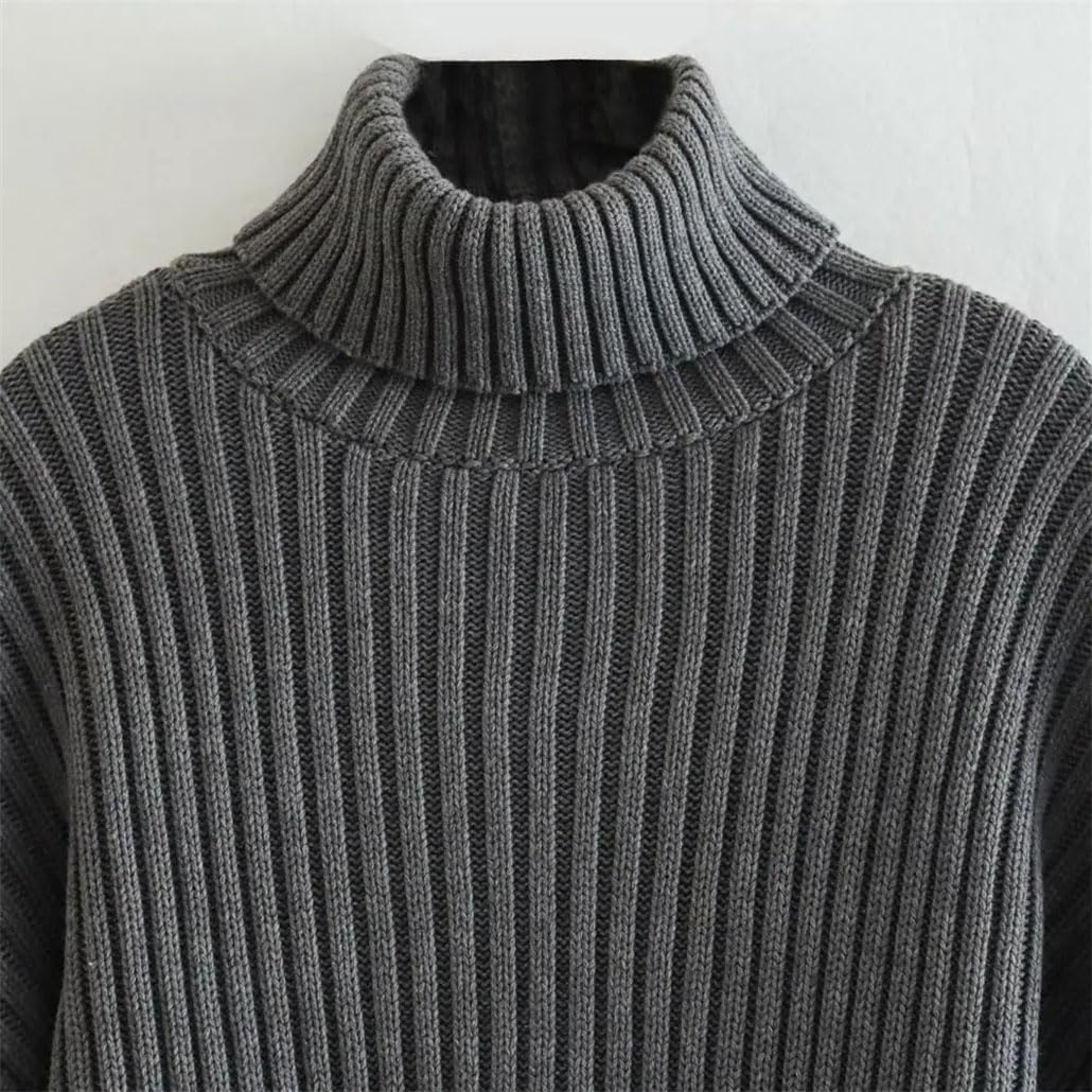 Women's Cropped Fitted Knit Sweater - High Neck Long Sleeve Pullover Top for Fall & Winter | Casual Office Wear & Date Night Outfits