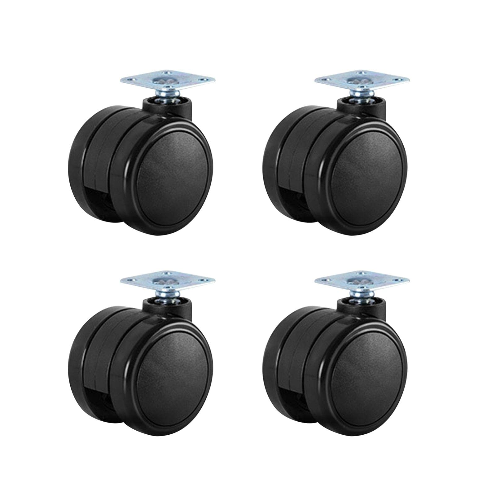 4-Pack 2 Inch Swivel Caster Wheels for Office Chairs - Quiet Replacement Furniture Casters (Black, Type B) - Perfect for Home Office, Conference Rooms & Rolling Chairs
