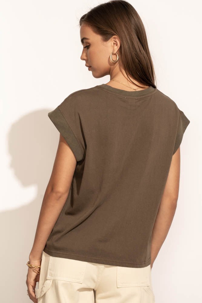 Arlo Women's Olive Green Top - Casual Short Sleeve Blouse for Everyday Wear, Work & Outings