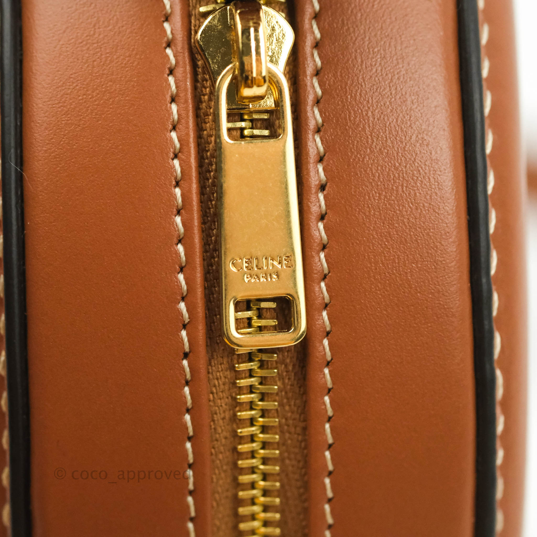 Celine Oval Bag in Triomphe Brown Calfskin Leather - Luxury Crossbody Purse for Women, Perfect for Date Night & Evening Events
