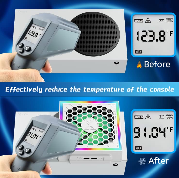 RGB Cooling Fan for Xbox Series S - 3 Speed Adjustable High Performance Cooling System with Quiet Operation | Compatible with Horizontal & Vertical Placement | White Gaming Accessory | Perfect for Long Gaming Sessions & Overheating Protection