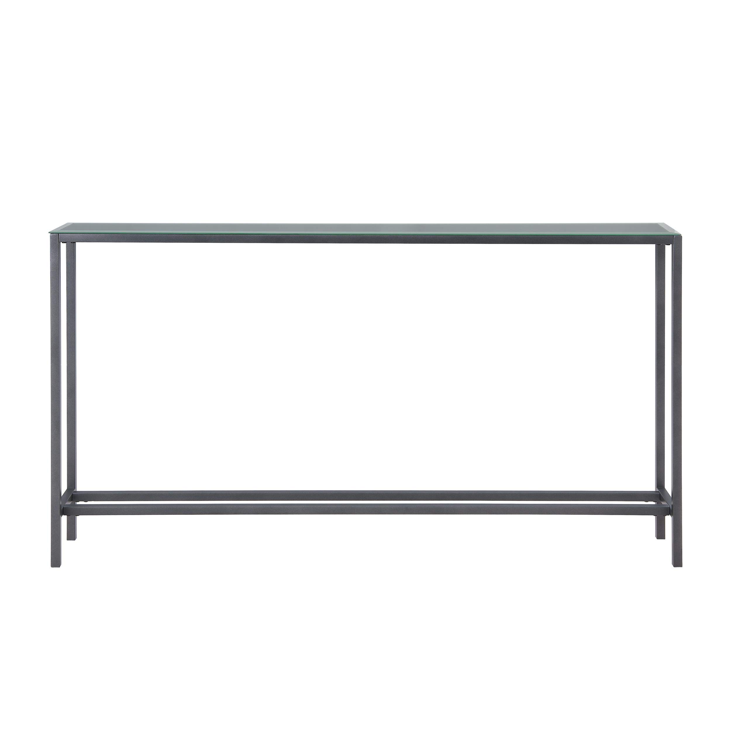 SEI Engra Narrow Long Console Table with Mirrored Top in Gunmetal Gray - Perfect for Entryway, Living Room, or Hallway Decor