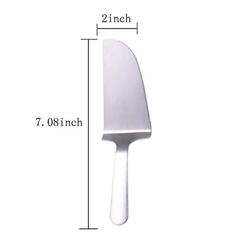 Premium Stainless Steel Cake Server Set - Serrated Cutter Knife & Spatula (4-Piece Silver Set) for Birthday Parties, Weddings & Dessert Serving