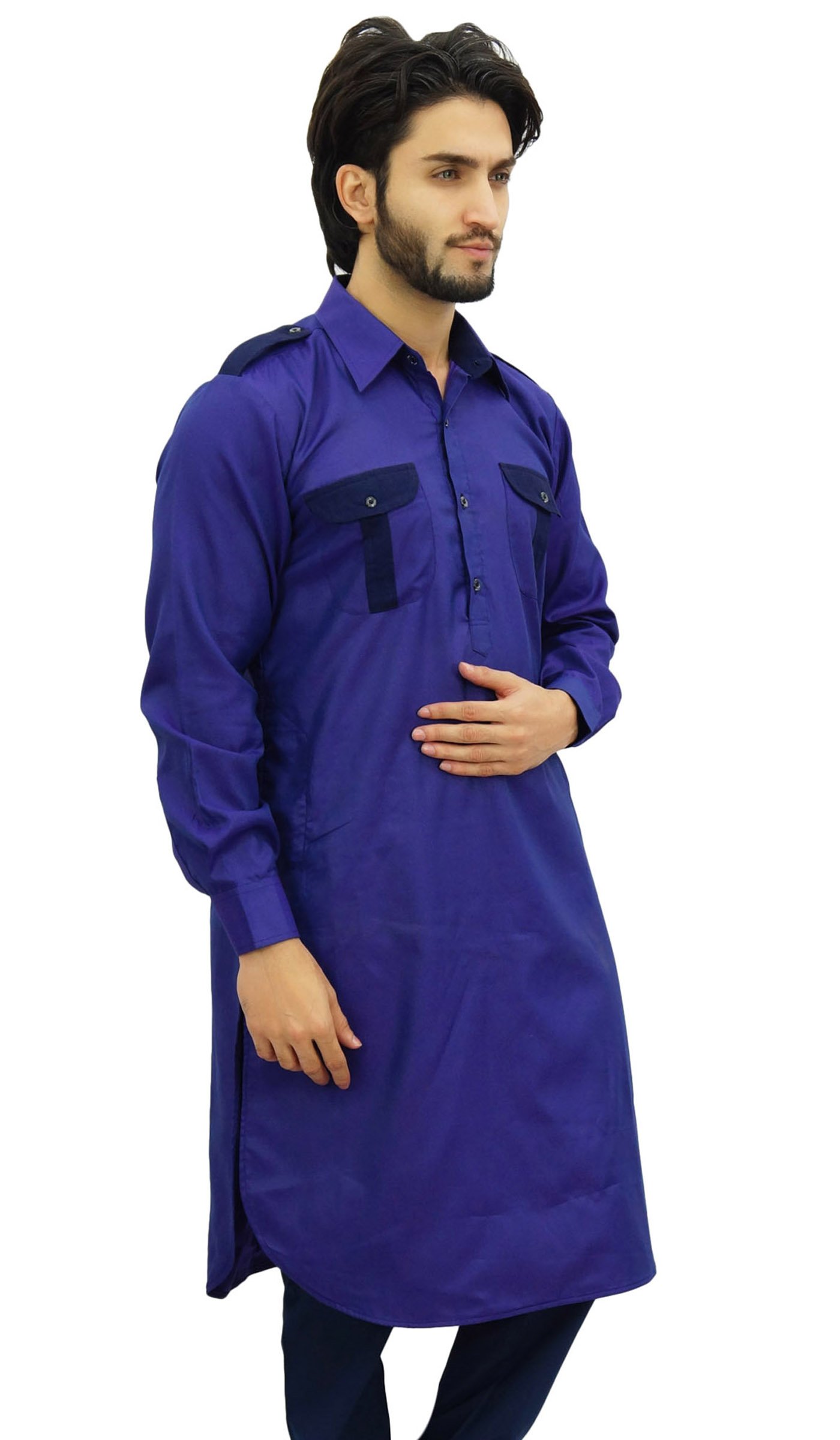 Atasi Men's Pathani Style Long Kurta Punjabi Ethnic Shirt - Traditional Indian Wedding & Festival Wear for Men