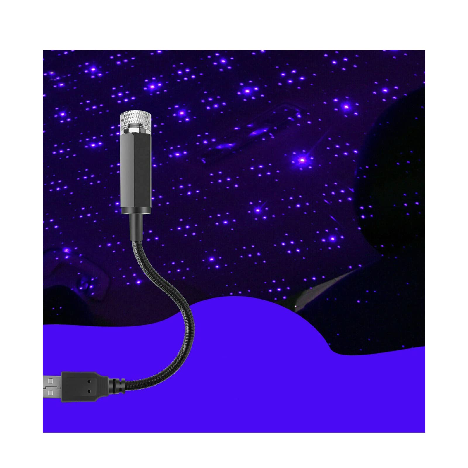 USB Night Light for Car - Adjustable Star Projector with Romantic Red & Purple LED, Bendable Auto Roof Lights for Car Interior, Ceiling Decor, Bedroom, Parties & Romantic Ambiance