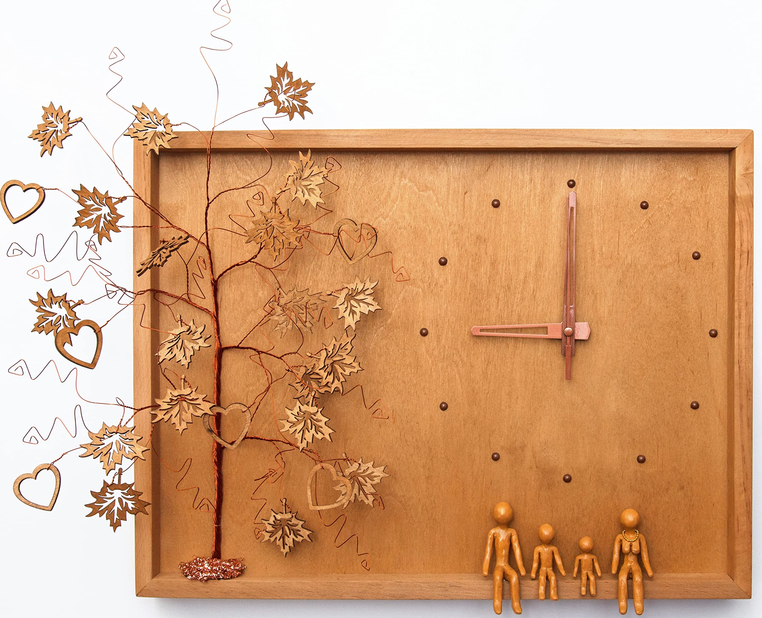 Personalized Wood Family Tree Clock - Unique 5th Anniversary Gift for Couples, Wife & Husband - Romantic Home Decor for Living Room, Bedroom & Office