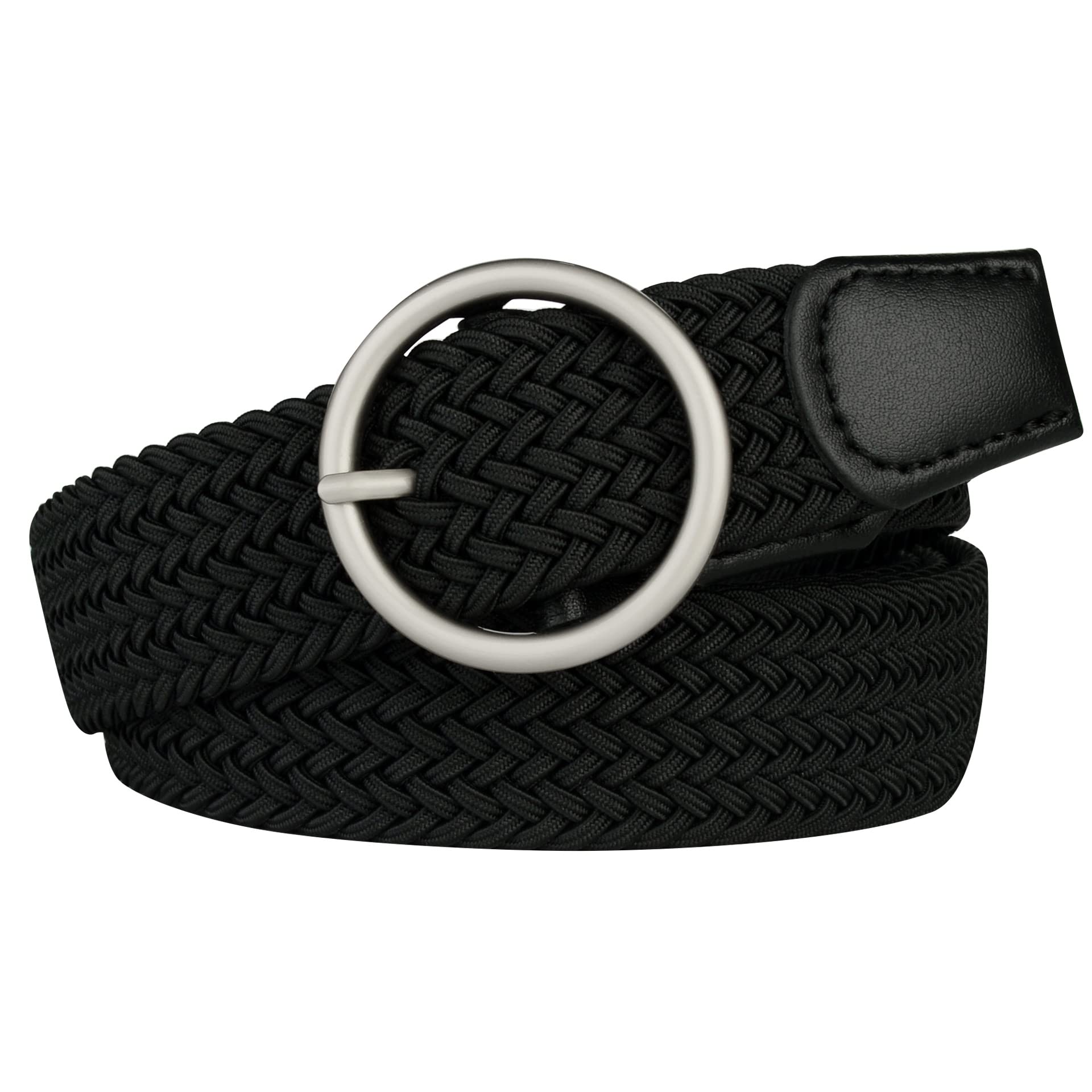 Plus Size Women's Stretch Belts 39-75 Inch - Adjustable Elastic Waist Belt for Dresses, Pants & Jeans - Comfortable Black Fashion Accessory