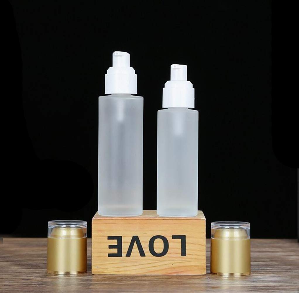3PCS Frosted Clear Glass Lotion Pump Bottles with Gold Cap - Cosmetic & Essential Oil Storage Containers for Face Cream, Toner, Liquid - Perfect for Travel, Makeup, Toiletries & Home Organization