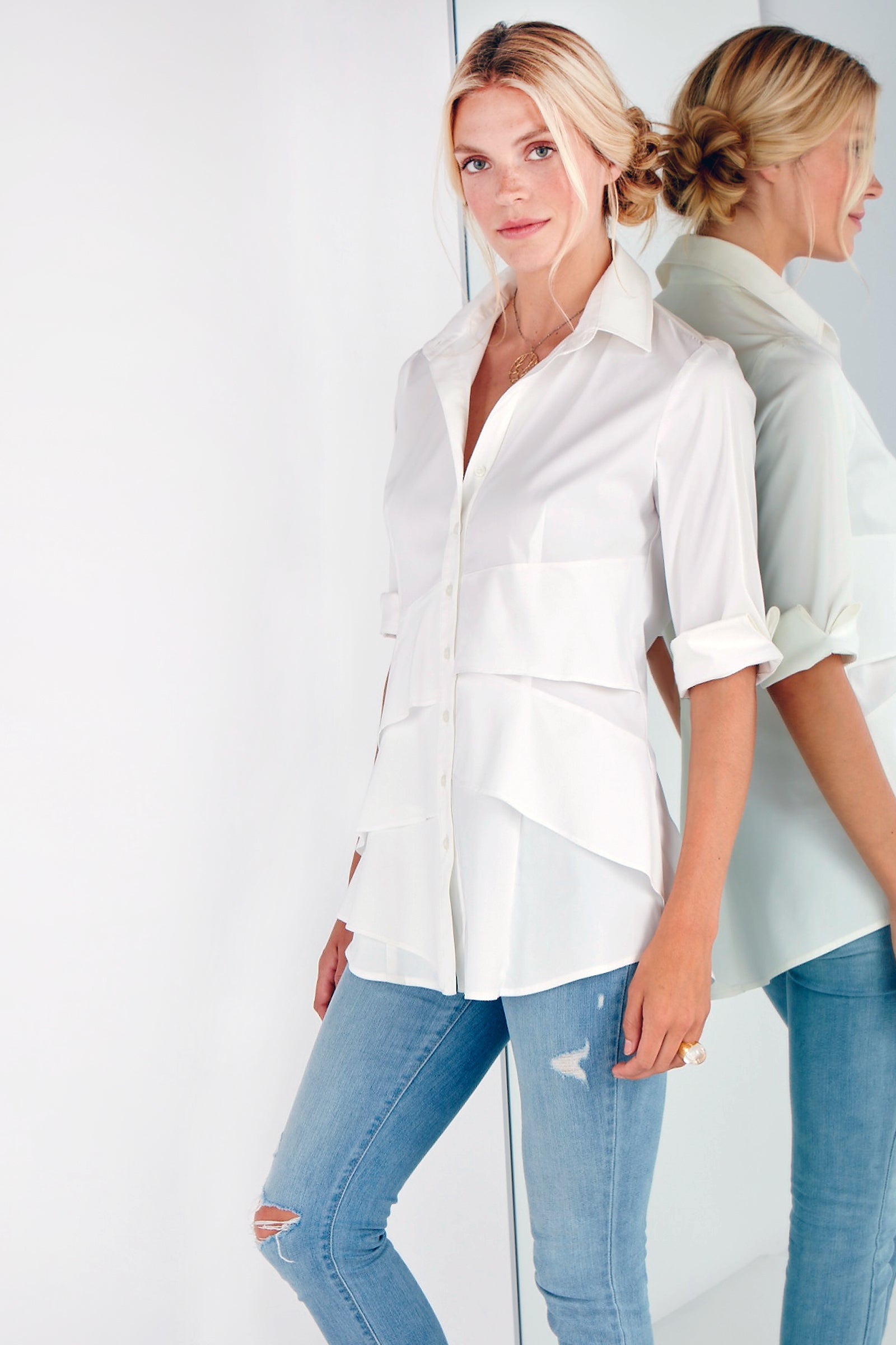 Jenna Black 3/4 Sleeve Shirt - Soft Cotton/Nylon/Spandex Blend for Women | Perfect for Work, Casual Outfits & Date Nights
