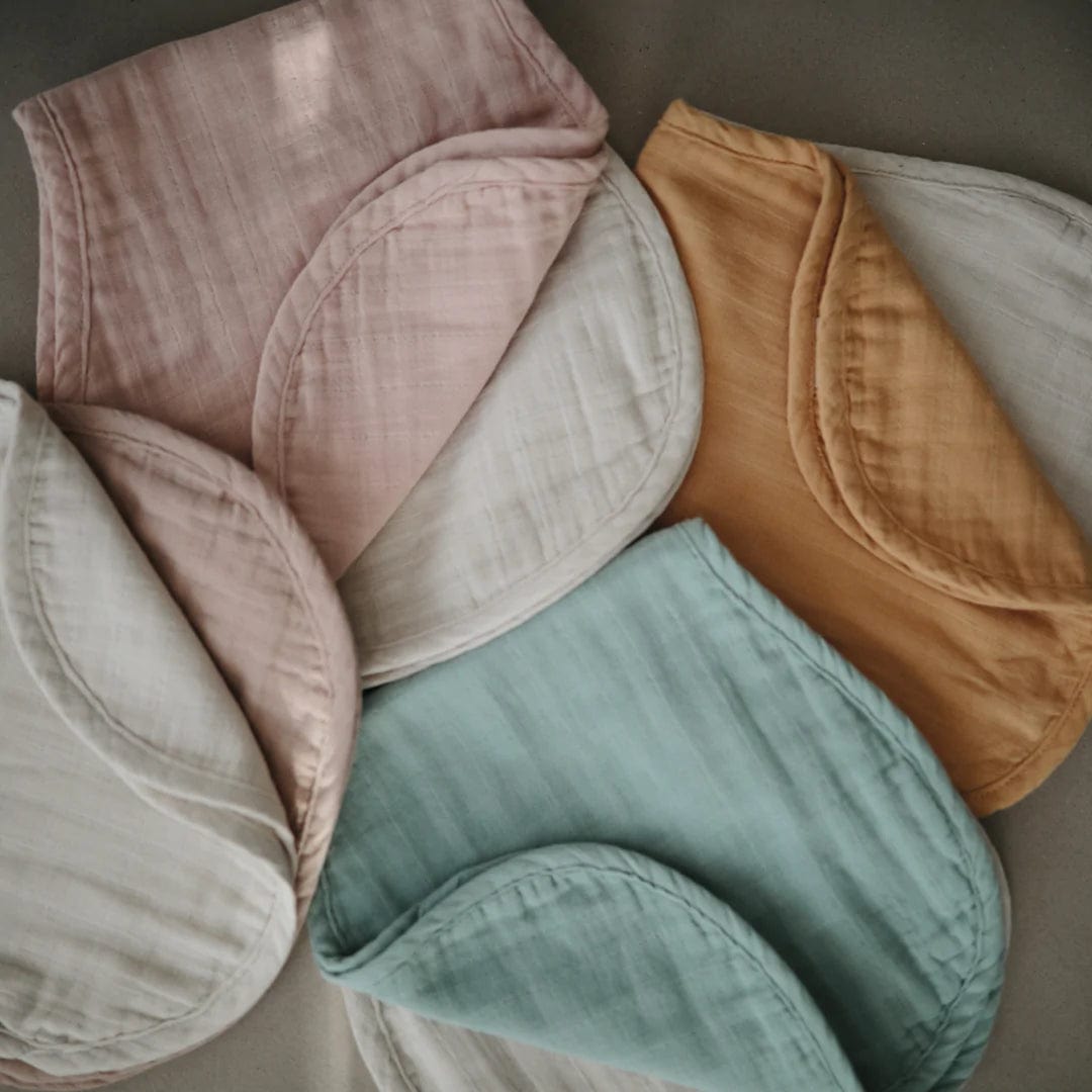 Mushie Organic Cotton Muslin Burp Cloths - Soft Baby Bibs for Newborns & Infants (2-Pack) - Perfect for Feeding, Spit-Up & Gentle Wiping