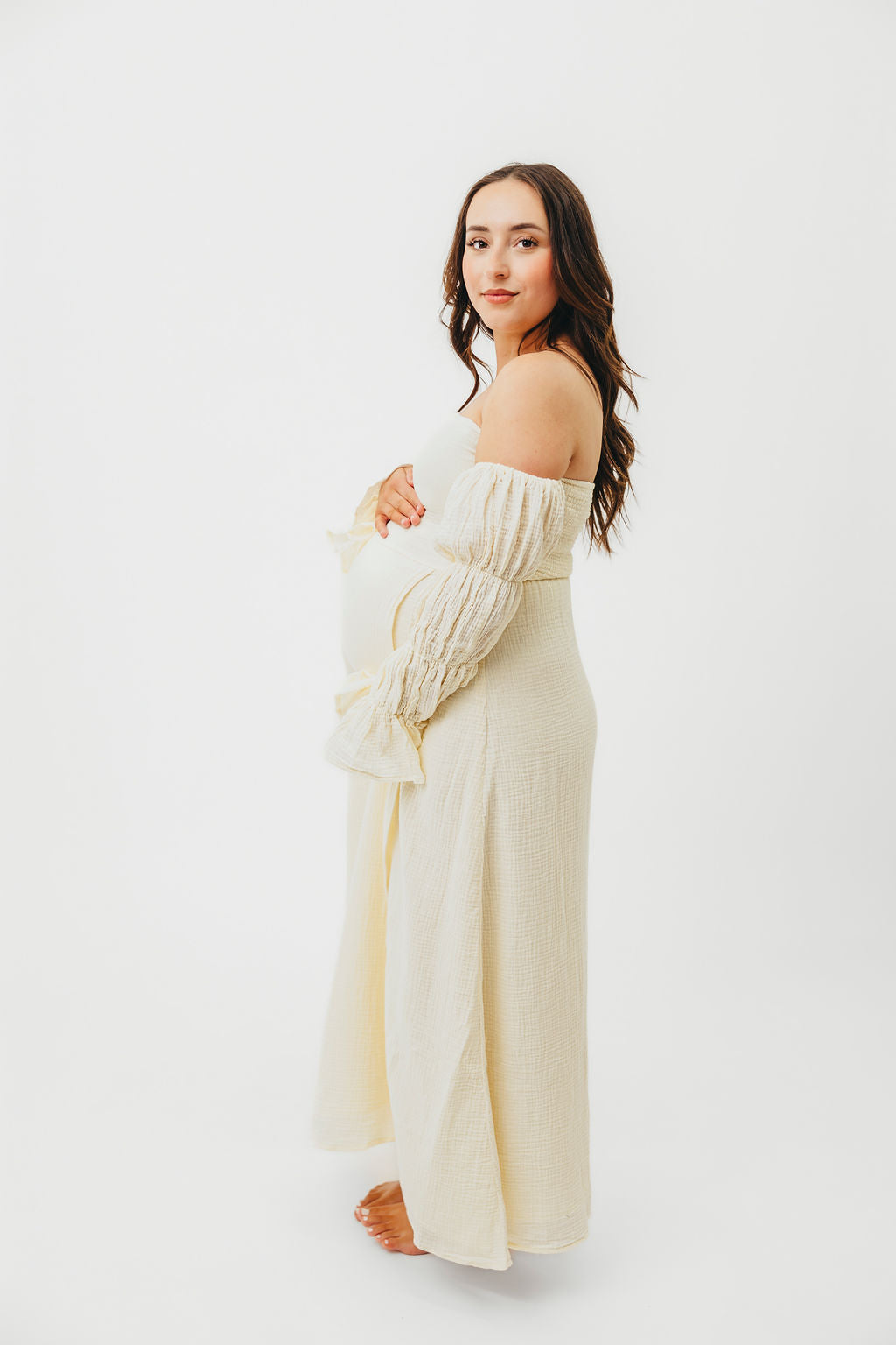 Haden Women's Maxi Dress in Cream - Flowy Long Summer Dress for Beach, Vacation & Casual Wear | Elegant & Comfortable