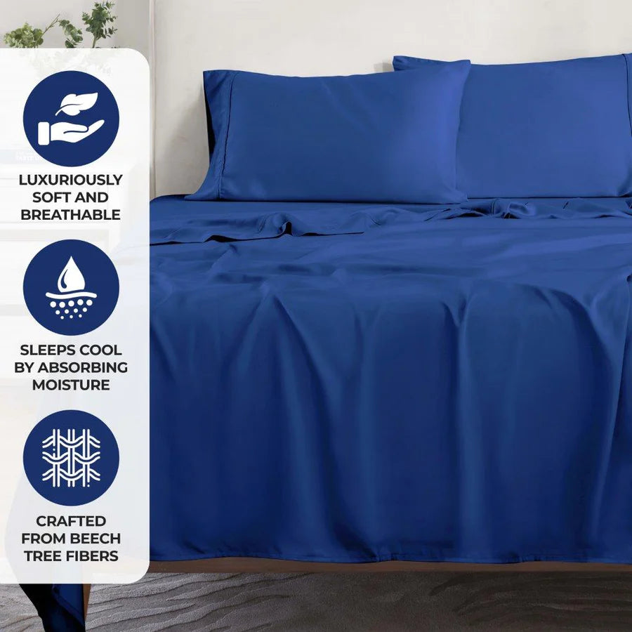 Premium 300 Thread Count Modal Bed Sheet Set from Beechwood - Deep Pocket Fitted Sheets for Queen/King Size Beds - Ultra Soft & Breathable Bedding for All-Season Comfort