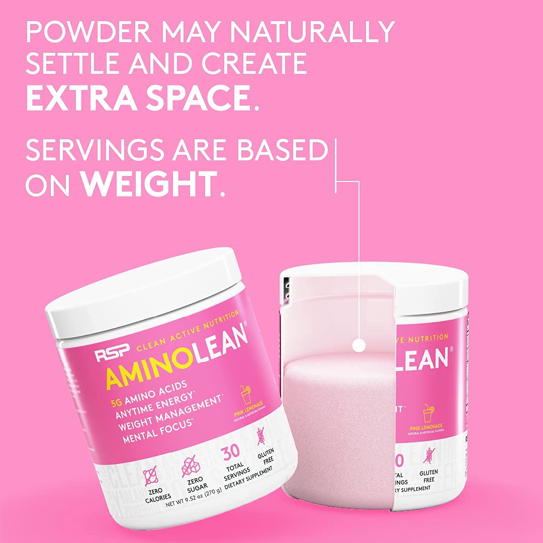 RSP NUTRITION AminoLean Pre Workout Powder - Vegan BCAA Amino Acids with Natural Caffeine for Energy & Weight Management | Preworkout Boost for Men & Women | 30 Servings | Ideal for Gym, Fitness & Weight Loss Training