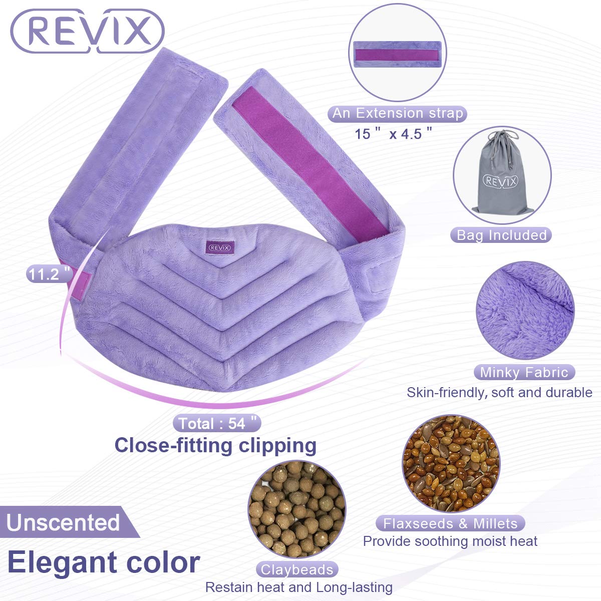 REVIX Extra Large Microwavable Heating Pad for Back, Knee, Lumbar, Waist & Stomach Pain Relief - Soothing Heat Therapy Wrap for Tennis Elbow, Arthritis & Muscle Aches - Perfect for Home, Office & Travel Use