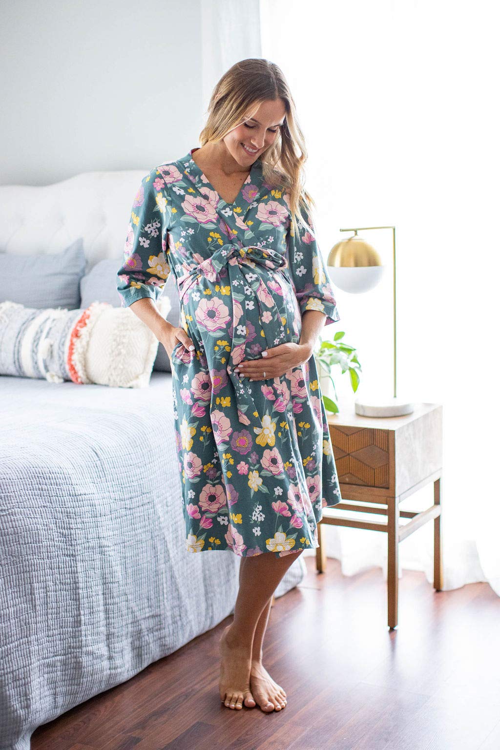 Baby Be Mine Maternity Nursing Robe - Soft Labor Delivery Hospital Gown for Breastfeeding Mothers | Perfect for Hospital Bag Essentials & Postpartum Recovery