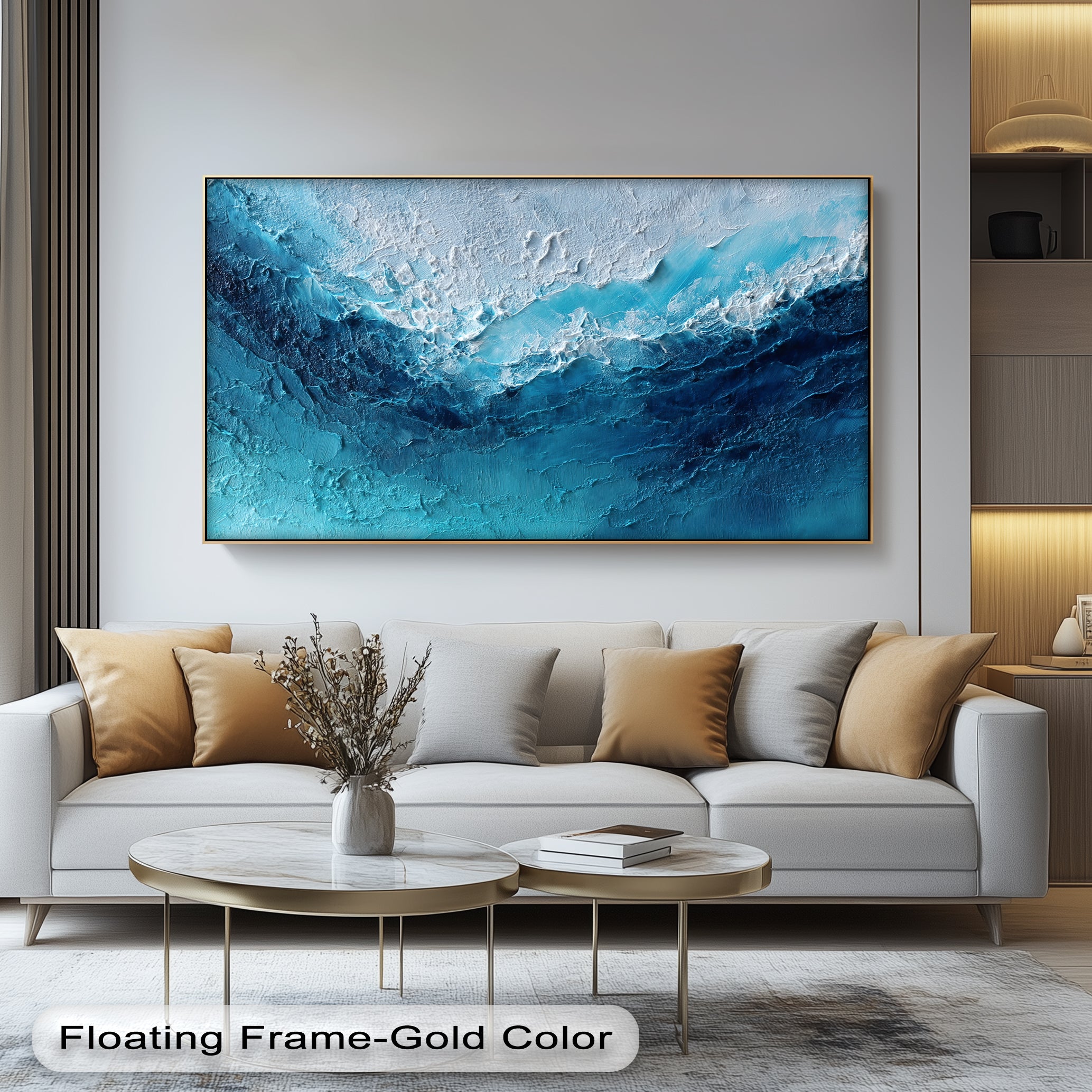 Abyssal Surge - Deep Blue Ocean Texture Canvas Print Wall Art | Modern Home & Office Decor | Perfect for Living Room, Bedroom, or Coastal Theme Interior Design