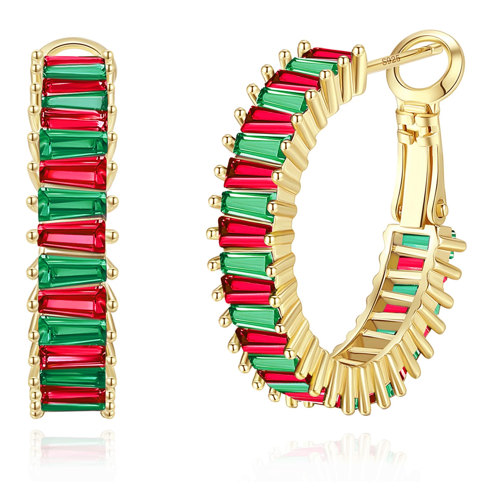 Trendy CZ Gold Hoop Earrings for Women - Lightweight Chunky 14K Real Gold Plated Hoop Earrings | Hypoallergenic Silver Jewelry for Everyday Wear & Special Occasions