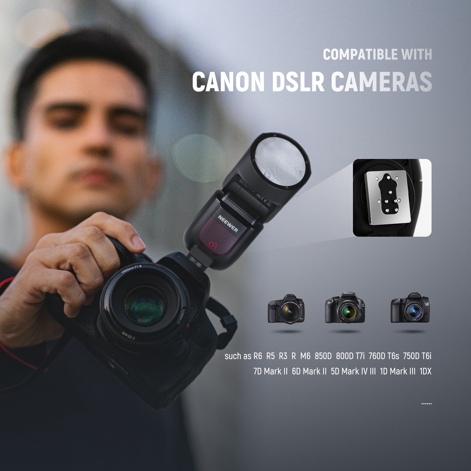 NEEWER Z1 C TTL Round Head Flash Speedlite for Canon DSLR Cameras - Perfect for Wedding, Portrait & Studio Photography