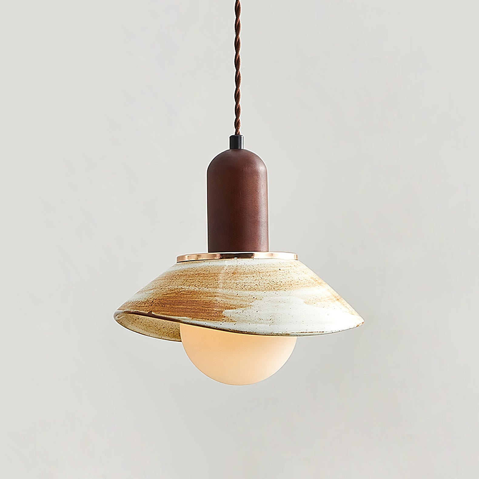 Handmade Ceramic Pendant Light with Cup Lid Design - Modern Boho Ceiling Fixture for Kitchen, Dining Room & Cafe Decor