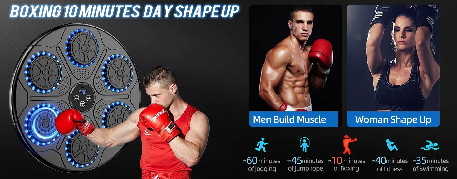 Smart Bluetooth Wall Mounted Music Boxing Trainer - Electronic Punching Bag for Home Gym, Boxing Equipment with Music Sync & Target Practice | Perfect for Cardio, Strength Training & Stress Relief
